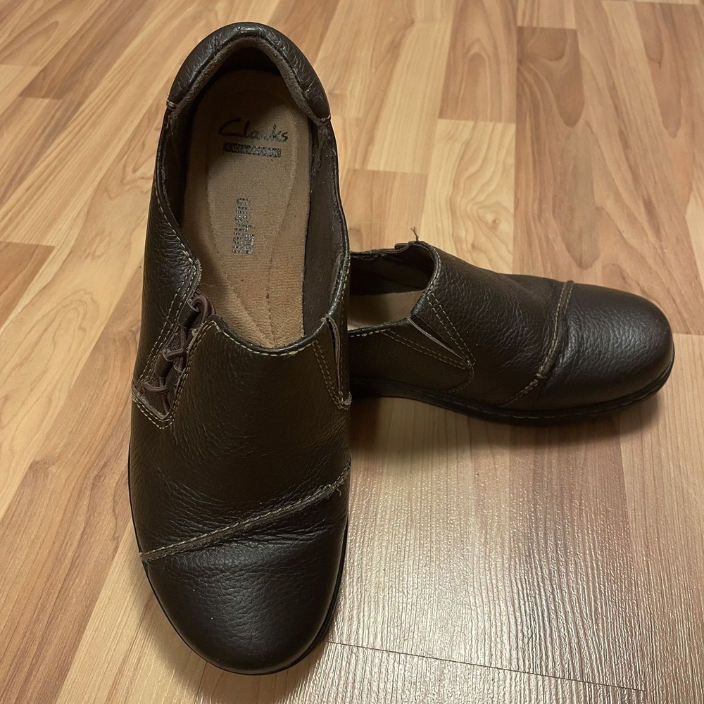 CLARKS Collection Women's Size 9 Brown Leather Slip On Cushion Comfort Office - Picture 8 of 11